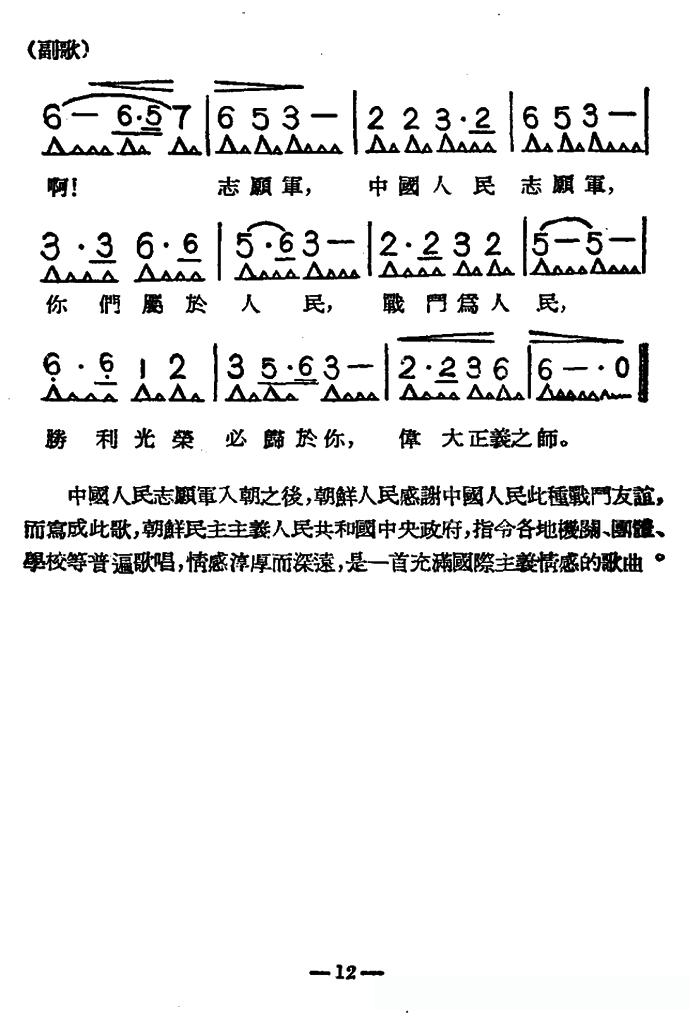 中國人民志愿軍曲譜，歷史的旋律與時代的記憶，中國人民志愿軍曲譜，歷史的旋律，時代的記憶