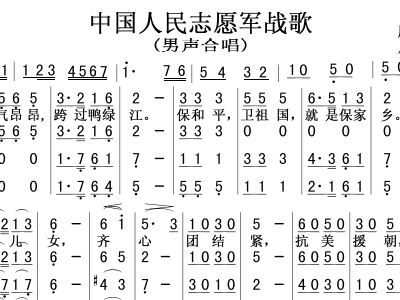 志愿軍戰(zhàn)歌二重唱簡(jiǎn)譜圖片，音樂與歷史的交響，音樂與歷史的交響，志愿軍戰(zhàn)歌二重唱簡(jiǎn)譜圖片展示