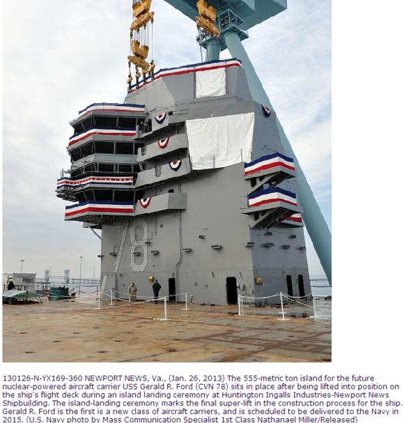 福特號航空母艦艦島圖片，揭示現(xiàn)代航母戰(zhàn)斗力的象征，福特號航空母艦艦島圖片，現(xiàn)代航母戰(zhàn)斗力的標志性象征